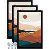 ijuerybai Set di 3 cornici portafoto nere da 28 x 17 cm, alta trasparente, per collage di foto da 28 x 43 cm, da parete e da tavolo orizzontalmente verticalmente (nero, 28 x 43,2 cm)