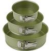 Zenker 9980950 - Set di 3 stampi per mancati, collezione Green Vision, stampo a cerniera, stampo rotondo verde ecologico antiaderente, ILAG, cera carnauba, diametro 20 cm + 24 cm + 26 cm