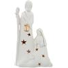DRW Statuetta portacandele della Natività in Ceramica in Bianco e Oro 23x12x39 cm