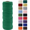 MOMAHUA 2mm Cotone Macramè 100% Naturale,Verde Smeraldo 100m Filato Non Sbiancato Senza Chimici per DIY, Bomboniere, Decorazioni - Cordame in Cotone per Crafts