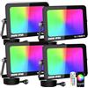 RIGIDON 4 x 200W Faretto LED RGB Smart, 20000LM Inteligente Proiettore Faro RGBW con controllato APP, Impermeabile luce di inondazione multicolore Interna ed Esterna per giardino palco partito