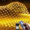 BSRANE Rete di Luci con Spina, Catene Luminose con Spina, Luci a Filo Alimentate a Spina che, Luci Albero di Natale Bianco Caldo, Tenda Luminosa con Telecomando