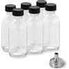 DIDITIME Confezione da 6 bottigliette da shot da 2 once con coperchi e imbuti in acciaio inox, bottiglia di succo in vetro riutilizzabile, mini bottiglie da viaggio, piccoli barattoli da 60 ml con