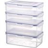 LocknLock LOCK & LOCK Set di 4 contenitori per alimenti impilabili, in plastica trasparente di alta qualità, senza BPA, a prova di perdite, rettangolari, 2 x 0,8 litri e 2 x 1 litro