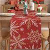 LRartdeco Rosso Oro Runner Natalizio da Tavolo Moderno Centrotavola Natalizio Elegante Runner Tavola Decorazioni Natalizie per la Tavola Tovaglia Natalizia Adatto per Credenze 40 x 140 cm