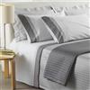 Riad Arredo Mahome Set Completo Lenzuola Matrimoniale in 100% Puro Cotone Italiano 120 Fili 300TC Doppia Balza in RASO SATIN - Completo Letto Pregiato Tinta Unita con Doppia Balza in Raso Made in Italy (Piombo)