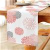 Vorysum Runner da Tavolo Moderno Estate Impermeabile Floreale Runner Tavola Rosa Dalie Stagionale Autunno Cucina Decorazione per Interni, Vacanze, Feste, Matrimoni 33 x 120 cm