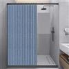 LAIYUTING Tenda da Doccia Pieghevole in Lino Spesso, con Aspirazione Magnetica su Due Lati per Bagno, Blu 120x200cm