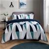 Sleepdown Set di biancheria da letto in pile Teddy con motivo geometrico, caldo e super morbido, trapuntato, con federe, per letto matrimoniale (200 x 200 cm), blu navy