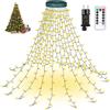 Nextronix Luci Natale Albero 400 LED 2.5Mx16 Fili, 8 Modalità con Luci Ad Anello, Timer e Telecomando, IP65 Impermeabili Perfetto per Decorazioni Natalizie-Bianco Caldo