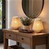 JHY DESIGN Set di 2 lampade da tavolo in tessuto da 20,3 cm di altezza, in corda di cotone, luci da comodino, senza fili, decorative, a batteria, con timer di 6 ore, per camera da letto, soggiorno