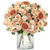 UXORSN 2 Mazzi Peonia Rosa Fiori artificiali Bouquet di Peonie in Seta Fiori Finti Ortensia Artificiali Bouquet Fiori Finti per Decorazioni da Tavolo Matrimoni Feste Cucina, Champagne