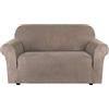 H.Versailtex, Copridivano in velluto elasticizzato per divano a 1/2/3 posti, idrorepellente, vari colori, Pelle & scamosciato, Tortora, 2 Seater:122-173cm