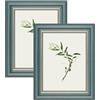 YoHyien Set di 2 Cornici Foto Vintage 15x20 cm, Cornici Portafoto Shabby Chic da Parete e Tavola, Quadro Portafoto Decorative da Appendere Al Muro, Orizzontale e Verticale (Verde, 15 x 20 cm)