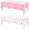 PHOGARY Decorazioni Compleanno Fiocco Rosa Tovaglia Fiocco Confezione da 2, Decorazioni Festa Rosa Copertura Tavolo Rettangolare Plastica per Ragazze Principesse Donne, 137cm x 274cm
