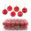 Zueyen Confezione da 36 Palline di Natale Decorazione, Palline per Albero di Natale Appese Sfera Infrangibile, Lucide e Glitter con Anello per Appendere per Albero di Natale, Matrimonio, Festa(Rosso)