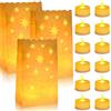 DIELIANHUA 12 Candele a LED Senza Fiamma e 12 Sacchetti di Candela Luci Tealight Realistiche Luminose Lumini a Batteria Flickering Flameless Candele per San Valentino Matrimonio Compleanno Feste Natale (Stelle)
