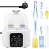 Behogan Scaldabiberon 6 in 1, sterilizzatore per biberon, scaldabiberon con spazzola per bottiglie/clip, doppio bicchiere scalda biberon con sterilizzatore, controllo della temperatura, per riscaldare e