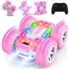 Mieryd Macchina Telecomandata Bambina, 4x4 Acrobatica Macchinina con LED, RC Auto Radiocomandata Remote Control Car Giocattoli, Compleanno Regalo Bambini 6 7 8 9 10 Anni Giochi Bimba, Rosa Monster Truck