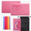 OMJMYY Sensory Activity Board Scheda di attività Sensoriale Silicone Fidget Toy per bambini 3+ e adulti Scheda Sensoriale Fidget con Borsa da Viaggio e 20 Corde per ADHD Ansia Stress Autismo(Rosa)