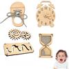 potatomato 5 pezzi per Busy Board fai-da-te - Materiali DIY per genitori - Accessori per tavola sensoriale - Parti in legno: labirinto, orologio educativo, ingranaggi, clessidra, imparare a allacciare le scarpe