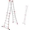Hailo Scala multifunzione in alluminio M80, 4 x 6 pioli, portata fino a 150 kg, snodi di sicurezza e maniglie di sicurezza, regolabile in altezza su pioli, scala multiuso, antiruggine, colore: argento