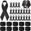 Qaestuan Confezione Bracciali a Pelo Lutto, 20 Pezzi Spille da Lutto, 10 Pezzi Fascia da Braccio Elastica Nera, Nastri da Luttos e di Condoglianze, per Funerali, Calcio, Basket, Sport