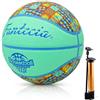Pallone Da Basket In Gomma Misura 5 – Blu Con Motivo Quadrato, Per Interni/esterni, Con Pompa E Rete Inclusi
