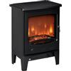 HOMCOM Camino Elettrico Homcom 900/1800W Fiamma Simulata e Termostato 39X26X54,8 cm - Black