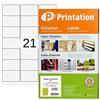 Printation Etichette indirizzi C6 63,5 x 38,1 mm - 2100 Etichette adesive 63,5x38,1-100 fogli A4 adesivi per stampante 3x7-21 Etichette per Foglio - angoli arrotondati, bianco C6 4677 L7160 3422