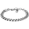 Fossil Bracciale da uomo in acciaio inossidabile con chiusura a moschettone, tonalità argento, Argento opaco