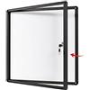 S SWANCROWN SWANCROWN Bacheca Magnetica da Parete con Serratura 6xA4, in Alluminio Nero | Interni, Apertura Porta a 180°, Vetro Acrilico, 3 Chiavi, 24 Calamite, Bacheca Porta Avvisi per Ufficio, 72x67cm