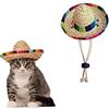 AWOCAN Cappello di paglia per animali domestici, divertente Sombrero messicano, decorazione per feste di compleanno per piccoli animali domestici, cuccioli, gatti