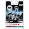 Bosch Lampadina Alogena Ultra White H4 (472), 12V 60/55 W, Look Moderno LED Bianco - Attacco P43t - Confezione da 1 Lampadina