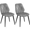Yaheetech Set 2 Sedie Sala da Pranzo Moderne Imbottite Velluto in Tessuto Eleganti con Schienale Ergonomico Gambe Telaio in Metallo Portata 136 kg Grigio Chiaro
