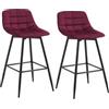 WOLTU Sgabelli da Bar Stile Industriale Alta Sedia da Cucina Rivestimento in Velluto Bordeaux Gambe in Metallo 2 Pezzi