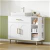 Hzuaneri Mobile Sottolavabo per Bagno, Mobiletto da Bagno, 1 Cassetto 2 Ante, Scomparto Aperto con 3 Livelli, Scomparto regolabile, 30 x 80 x 64 cm, Bianco BC28813G