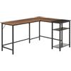HOMCOM Scrivania Angolare in Stile Industriale con Ripiano Laterale, in Legno e Metallo Nero, 150x120x75cm