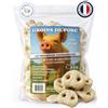 FRANCE CROQUETTES Naso di maiale bianco essiccato per cani, confezione da 20 prelibatezze naturali al 100% proteiche, ricompensa sana, masticazione a lunga durata, igiene dentale, vitalità e benessere - France
