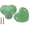 QUARKZMAN 2 Pacchetti Pomelli per Cassetti in Ceramica, Pomelli per Cassetti a Forma di Cuore, Pomelli Decorativi per Cassetti con Vite M4 x 25mm per Armadio Guardaroba, Verde
