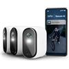 Arlo Essential 3 XL Telecamera WiFi Esterno Senza Fili, 2K, Telecamera WiFi Interno, Batteria Da 24 Mesi*, Sirena Allarme Casa, Sensore Di Movimento, Prova Inclusa Secure, 3 Telecamere, Bianche