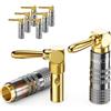 deleyCON 8 Pezzi Spine a Banana Set 90° Angolato - Placcato Oro Avvitabile per Cavo per Altoparlanti Cavo per Altoparlanti 0,75 mm - 4,5 mm & ad es. HiFi Home Theater Ricevitore