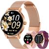 TAOLOON Smartwatch Donna Orologio Chiamate Bluetooth: 1,27 Tondo Touch Orologi Smart Watch da Impermeabile Sport Fitness Contapassi Cardiofrequenzimetro Pressione Caloriec Oro Polso per Android iOS Telefono