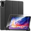 Heioloo Custodia per Redmi pad 2 11 2025 Cover in Pelle Case, + [1 Pezzi] Vetro Temperato Pellicola Protettiva [Auto Svegliati/Sonno][Supporto Funzione ] [Anti-Scratch] Grigio