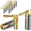 deleyCON 12 Pezzi Spine a Banana Set 90° Angolato - Placcato Oro Avvitabile per Cavo per Altoparlanti Cavo per Altoparlanti 0,75 mm - 4,5 mm & ad es. HiFi Home Theater Ricevitore
