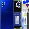 LUVSS Coperchio Copribatteria Scocca Vetro Posteriore Imposta per Samsung Galaxy Note 10+ Plus SM-N975 - Blu