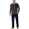 Bresdk Pigiama Invernale Uomo Cotone Lungo Abbigliamento da Casa Pigiami Lunghi con Bottoni Maglia Henley a Maniche Lunghe, Blu Navy, M