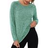 Terecey Maglietta Sportiva Donna a Maniche Lunghe Maglia Trekking Girocollo Magliette Palestra Traspirante Maglia Tecnica Leggera Maglie Running Yoga Fitness Verde L