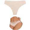 comeondear Perizoma Senza Cuciture Donna Sexy Slip Invisibili Tanga Seducente Seamless Vita Bassa Mutande Brasiliana Taglie Forti String Hot Intimo Mutandine Underwear Lingerie Beige,S