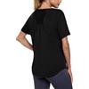 Crewhpo Maglietta Sportiva Donna Traspirante Maglia Tecnica Girocollo Maglia Trekking Indietro in Rete Magliette Tecniche Asciugatura Rapida Maglie Palestra per Yoga Tennis Golf Running Nero XL